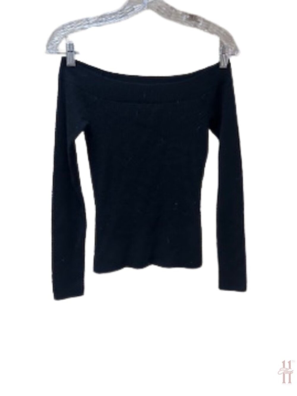 NEW GAP Ribbed Black Off The Shoulder Long Sleeve Top - Women's Small